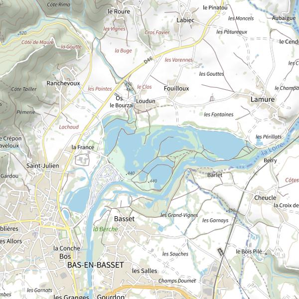 Plan cartographique de Étang Gris à Bas en Basset
