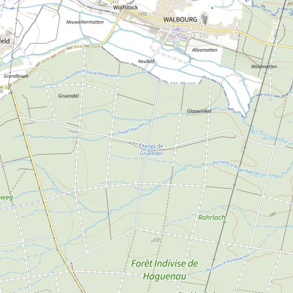 Plan cartographique de Étang Grundel