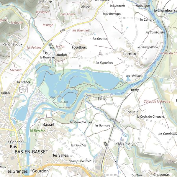 Plan cartographique de Étang Jaune à Bas en Basset