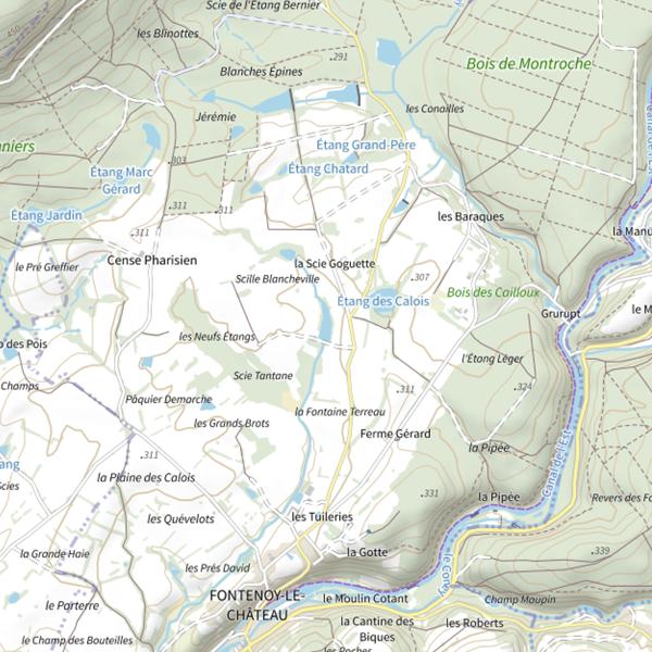 Plan cartographique de Étang la Dame