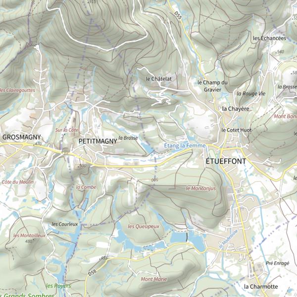 Plan cartographique de Étang la Femme