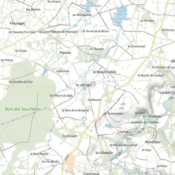 Plan cartographique de Étang La Jarrige (Saint-Loup)