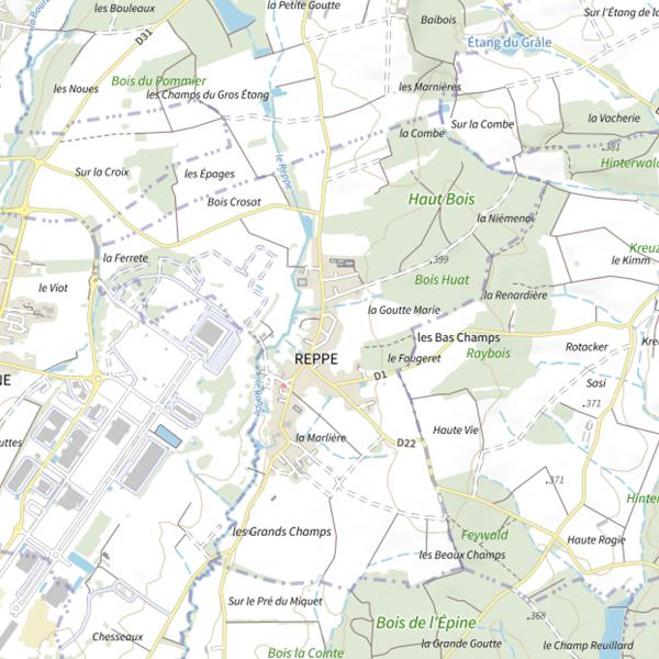 Plan cartographique de Étang la rivière