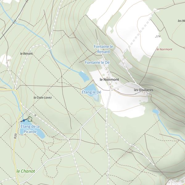 Plan cartographique de Étang le Dé