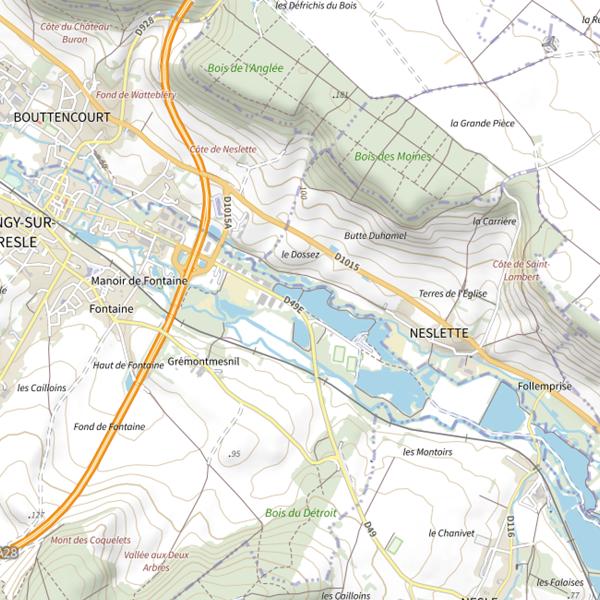 Plan cartographique de Étang le long