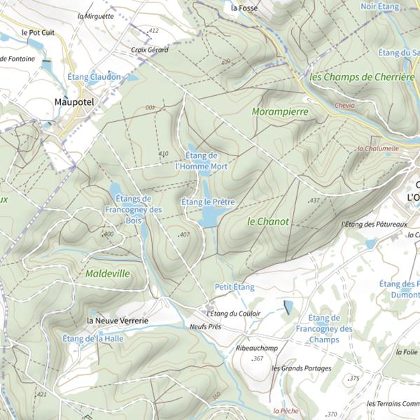Plan cartographique de Étang le Prêtre