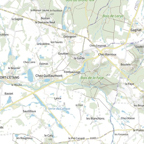 Plan cartographique de Étang Le Sauvage