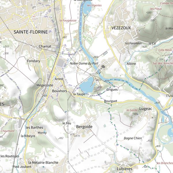 Plan cartographique de Étang Lefèvre à Vezezoux (sur une partie seulement)