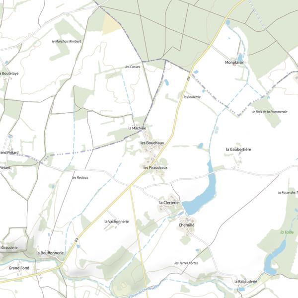 Plan cartographique de Étang les Bouchaux
