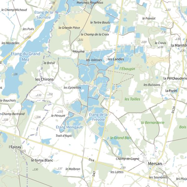 Plan cartographique de Étang les Épinettes