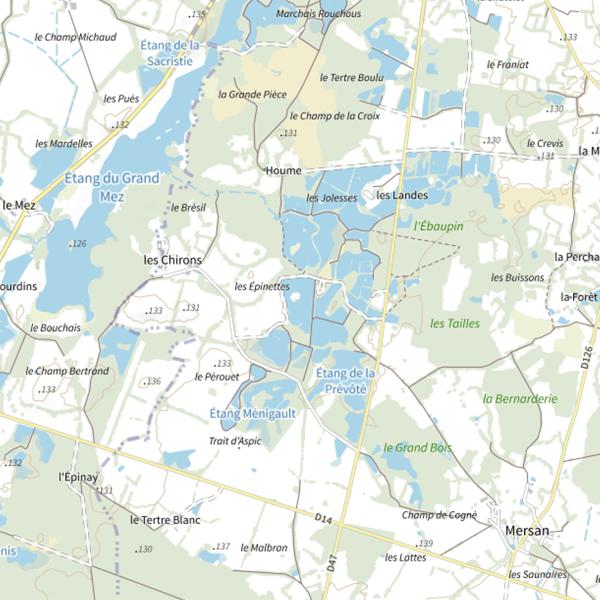 Plan cartographique de Étang les Fontaines
