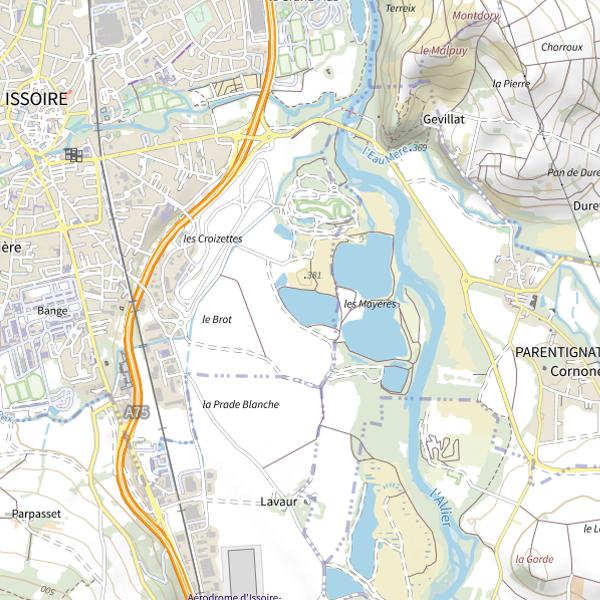 Plan cartographique de Étang Les Mayères - Ouest
