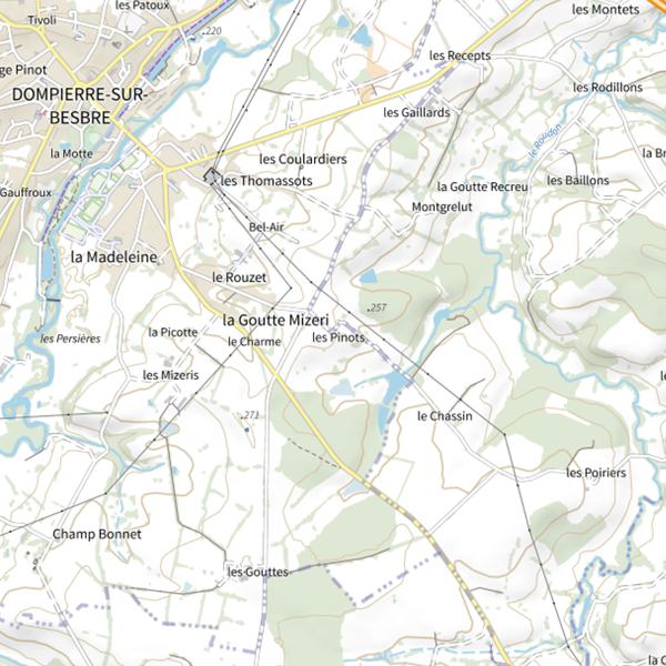 Plan cartographique de Étang les Pinots