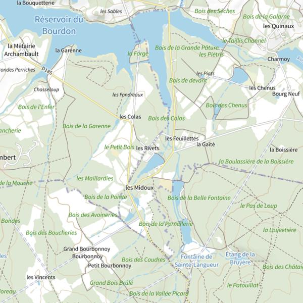 Plan cartographique de Étang Les Rivets