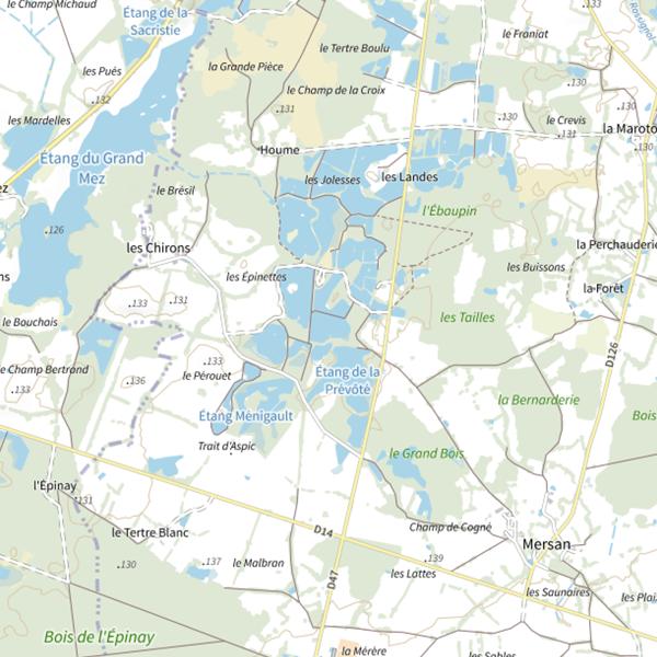 Plan cartographique de Étang les Vinaires