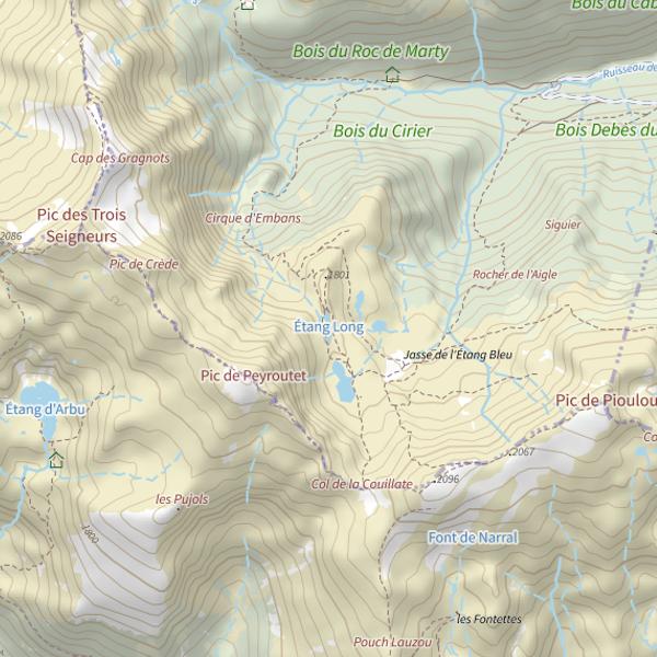 Plan cartographique de Étang Long (Ariège)