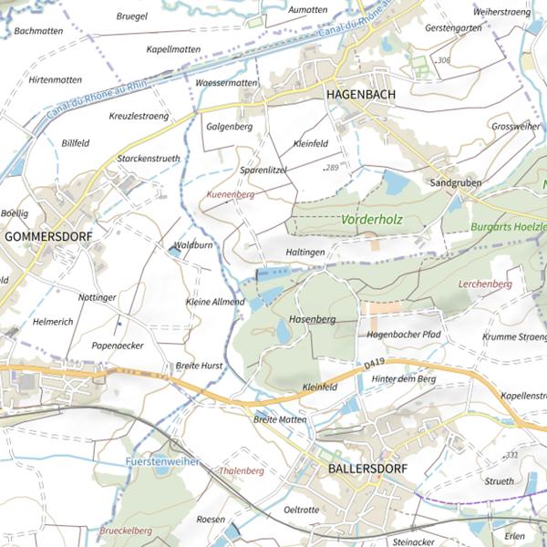 Plan cartographique de Étang Lucie