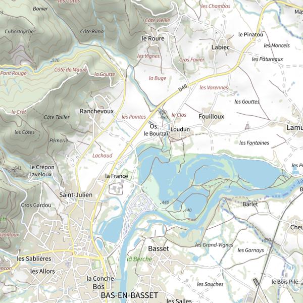 Plan cartographique de Étang marron à Bas en Basset