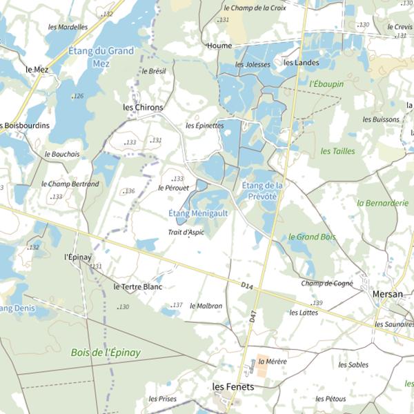 Plan cartographique de Étang Ménigault