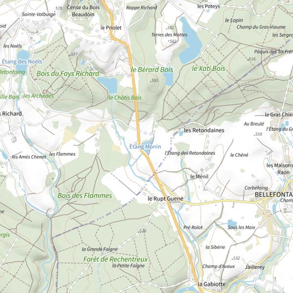 Plan cartographique de Étang Monin