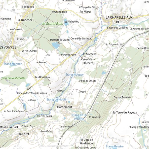 Plan cartographique de Étang Mougey (La Chapelle-aux-Bois)