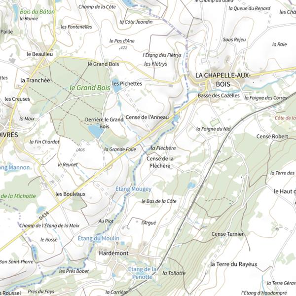 Plan cartographique de Étang Mougey (Vosges)