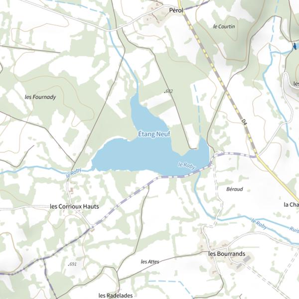 Plan cartographique de Étang Neuf (Dontreix)