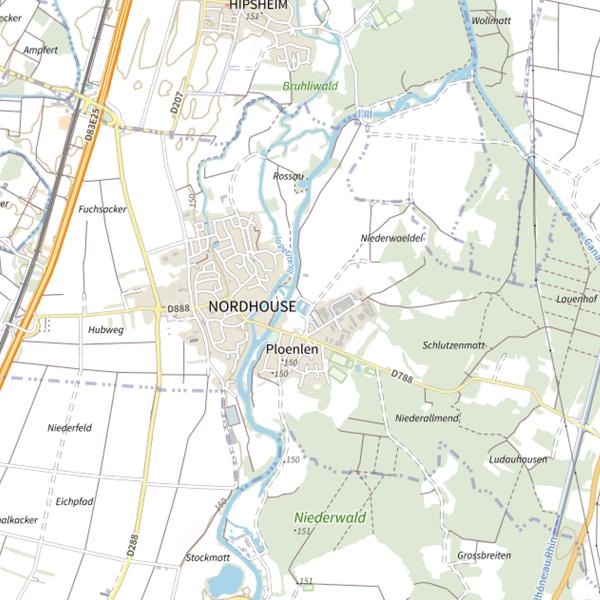 Plan cartographique de Étang Nordhouse