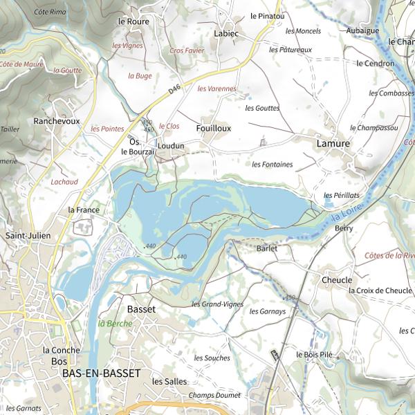 Plan cartographique de Étang Orange à Bas en Basset