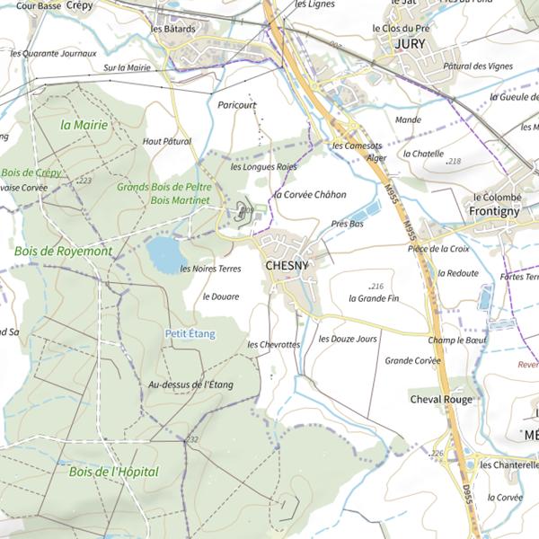 Plan cartographique de Étang Peigneux