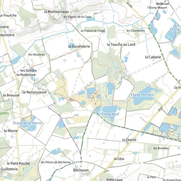 Plan cartographique de Étang Perriere