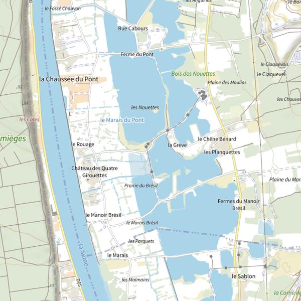 Plan cartographique de Étang renault