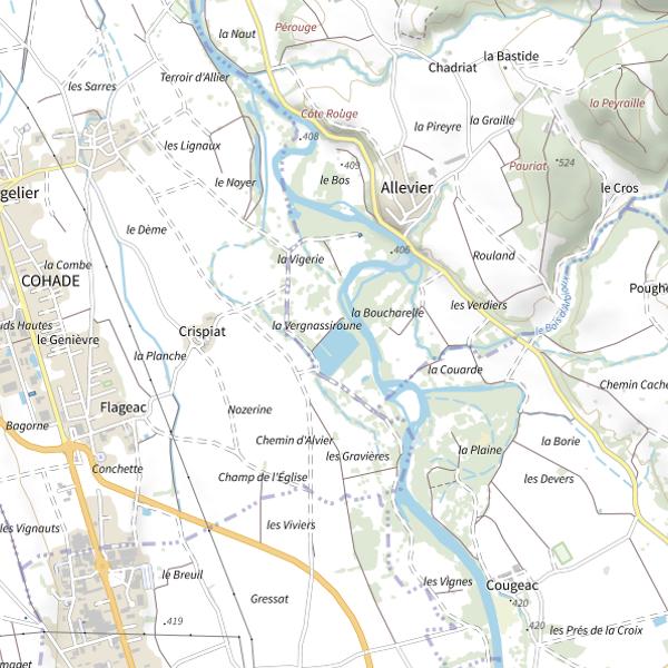 Plan cartographique de Étang Robert à Azerat