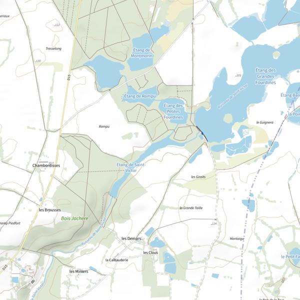 Plan cartographique de Étang Saint Victor (Ruffec)