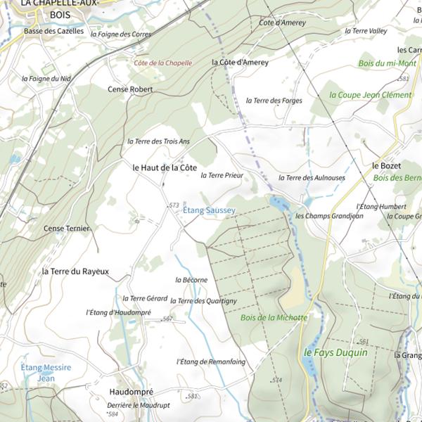 Plan cartographique de Étang Saussey