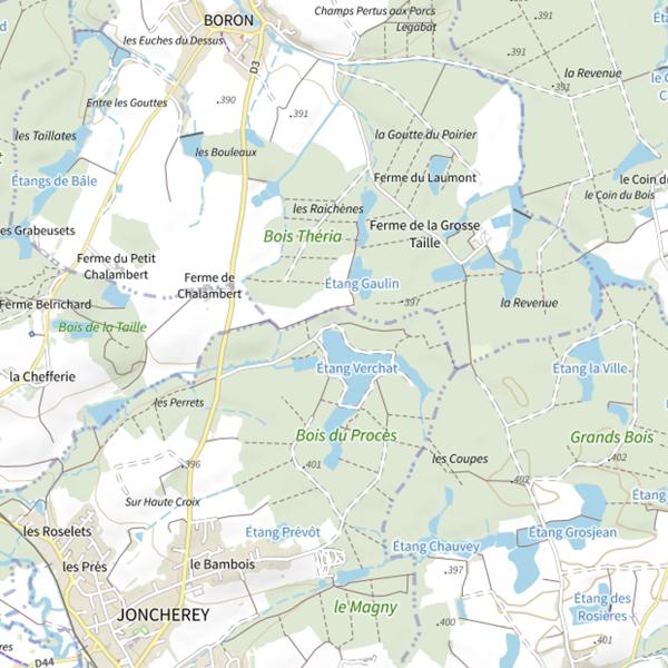 Plan cartographique de Étang Verchat