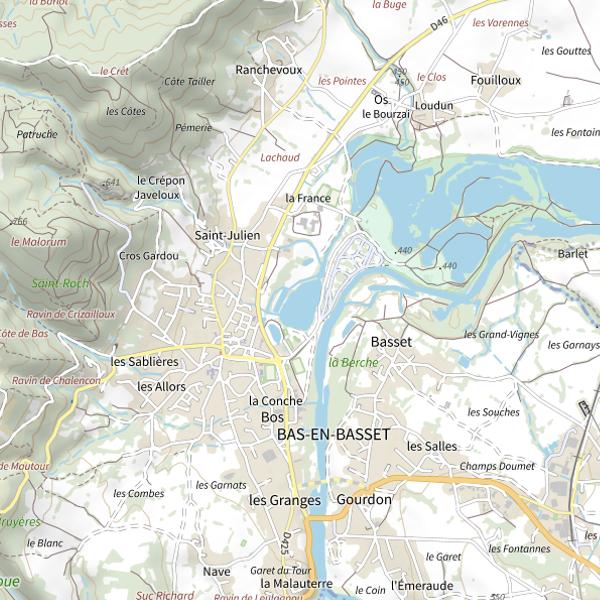 Plan cartographique de Étang Vert à Bas en Basset