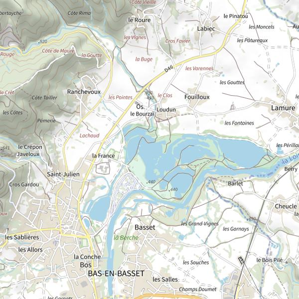 Plan cartographique de Étang Violet à Bas en Basset