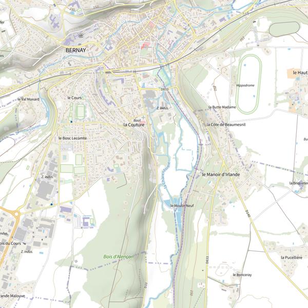 Plan cartographique de Étangs de Bernay