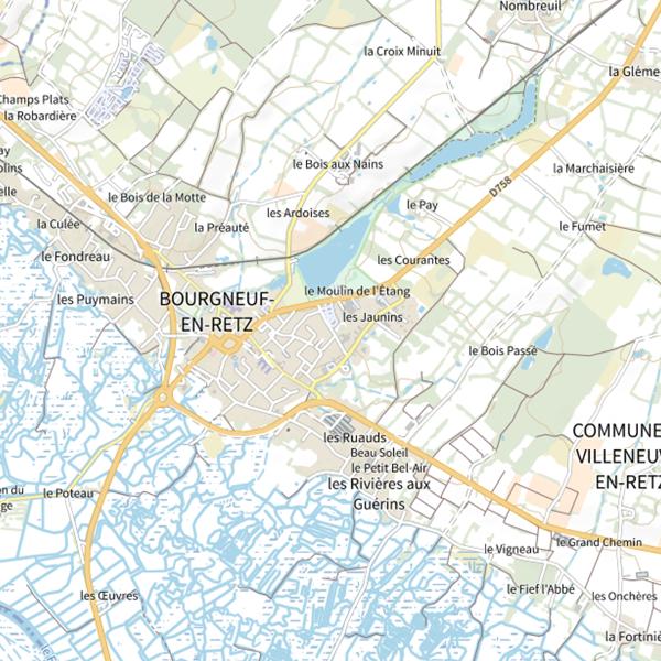 Plan cartographique de Étangs de Bourgneuf