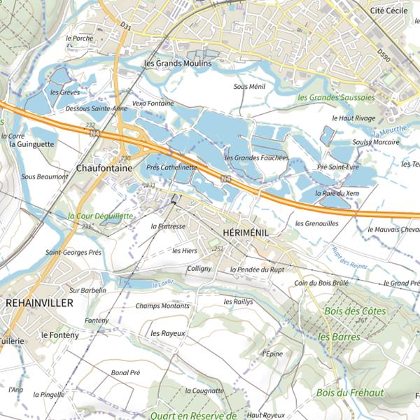 Plan cartographique de Étangs de Chaufontaine Adoménil
