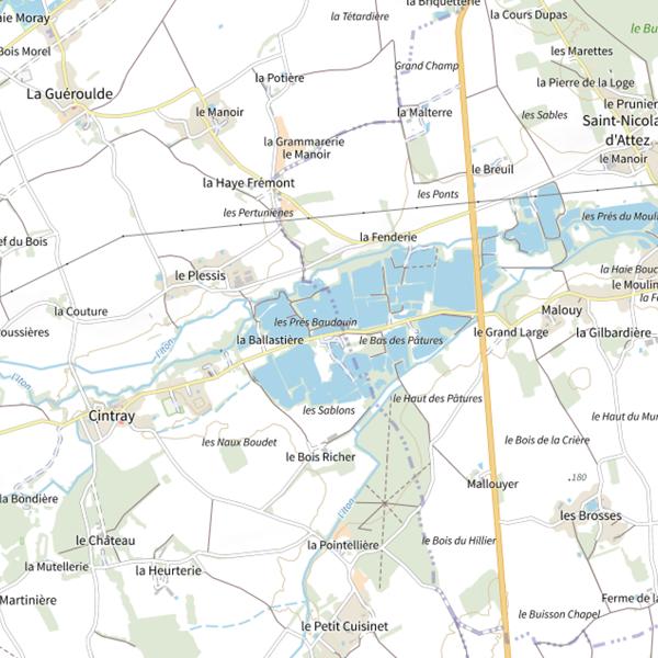 Plan cartographique de Étangs de Cintray