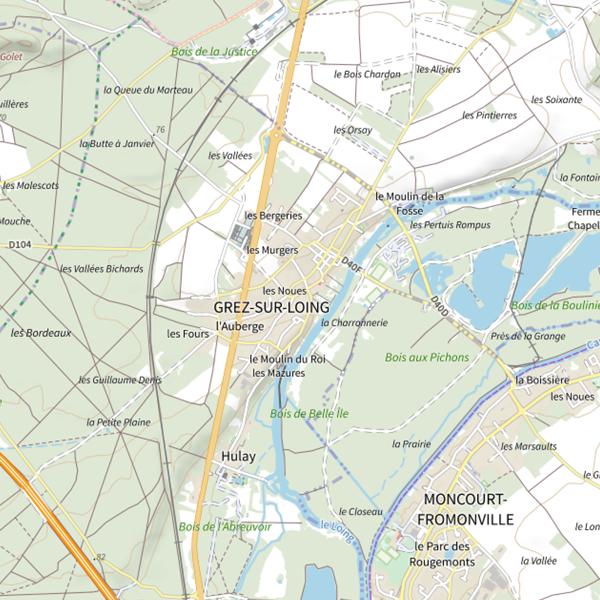 Plan cartographique de Étangs de Hulay