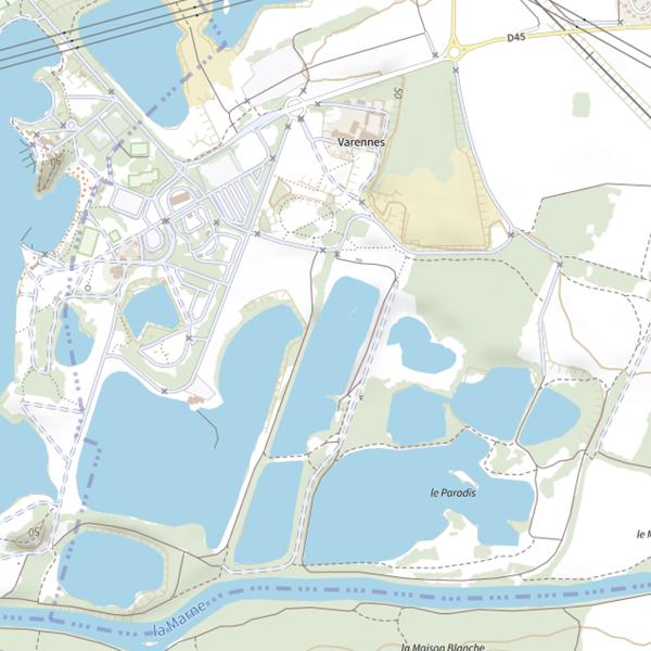 Plan cartographique de Étangs de Jablines