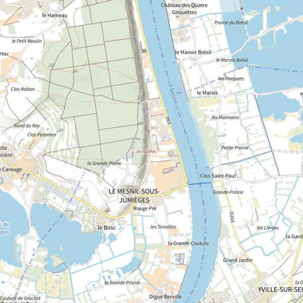 Plan cartographique de Étangs de Jumièges