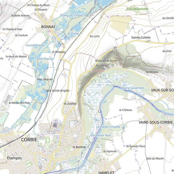 Plan cartographique de Étangs de la Barette, Corbie