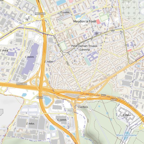 Plan cartographique de Étangs de La Garenne