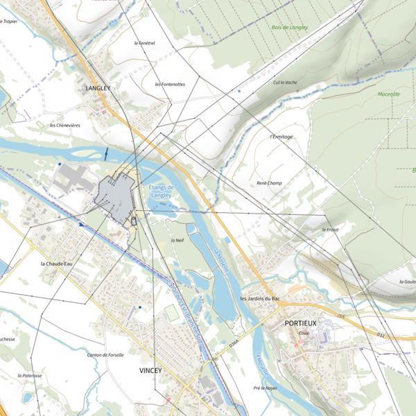 Plan cartographique de Étangs de Langley