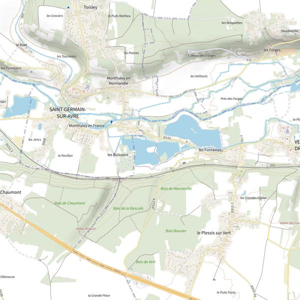 Plan cartographique de Étangs de Marsalin