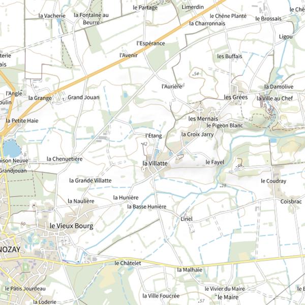 Plan cartographique de Étangs de Nozay